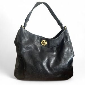Dark Gray Leather Hobo Bag